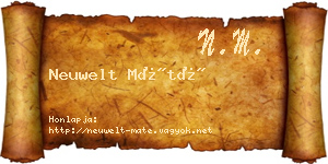 Neuwelt Máté névjegykártya